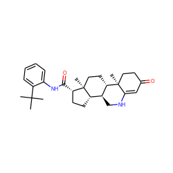 CC(C)(C)c1ccccc1NC(=O)[C@H]1CC[C@H]2[C@@H]3CNC4=CC(=O)CC[C@]4(C)[C@H]3CC[C@]12C ZINC000013742114