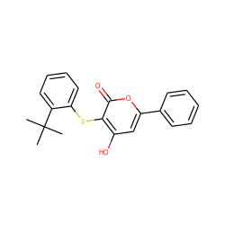 CC(C)(C)c1ccccc1Sc1c(O)cc(-c2ccccc2)oc1=O ZINC000014943751