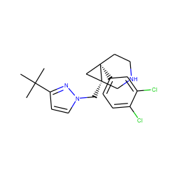 CC(C)(C)c1ccn(C[C@@]23CNCC[C@]2(c2ccc(Cl)c(Cl)c2)C3)n1 ZINC000043207730