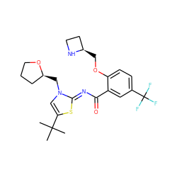 CC(C)(C)c1cn(C[C@H]2CCCO2)/c(=N/C(=O)c2cc(C(F)(F)F)ccc2OC[C@@H]2CCN2)s1 ZINC000118250617