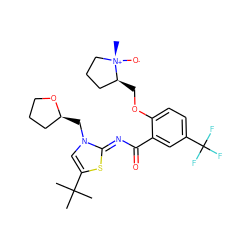 CC(C)(C)c1cn(C[C@H]2CCCO2)/c(=N/C(=O)c2cc(C(F)(F)F)ccc2OC[C@H]2CCC[N@+]2(C)[O-])s1 ZINC000261113490