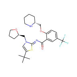 CC(C)(C)c1cn(C[C@H]2CCCO2)/c(=N/C(=O)c2cc(C(F)(F)F)ccc2OC[C@H]2CCCCN2)s1 ZINC000140186972