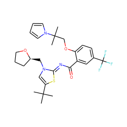 CC(C)(C)c1cn(C[C@H]2CCCO2)/c(=N/C(=O)c2cc(C(F)(F)F)ccc2OCC(C)(C)n2cccc2)s1 ZINC000139552048