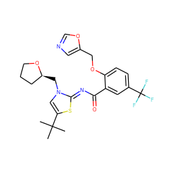 CC(C)(C)c1cn(C[C@H]2CCCO2)/c(=N/C(=O)c2cc(C(F)(F)F)ccc2OCc2cnco2)s1 ZINC000168455258