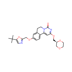 CC(C)(C)c1cnc(COc2ccc3c(c2)CCn2c-3cc(OC[C@@H]3COCCO3)nc2=O)o1 ZINC000143053840