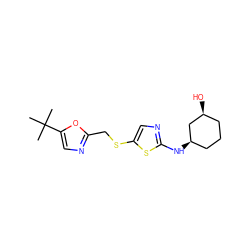 CC(C)(C)c1cnc(CSc2cnc(N[C@@H]3CCC[C@H](O)C3)s2)o1 ZINC000040953369