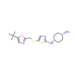 CC(C)(C)c1cnc(CSc2cnc(N[C@H]3CC[C@@H](N)CC3)s2)o1 ZINC000101270257