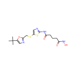 CC(C)(C)c1cnc(CSc2cnc(NC(=O)CCCC(=O)NO)s2)o1 ZINC000059149929