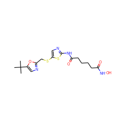 CC(C)(C)c1cnc(CSc2cnc(NC(=O)CCCCC(=O)NO)s2)o1 ZINC000059149930