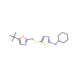 CC(C)(C)c1cnc(CSc2cnc(NC3CCCCC3)s2)o1 ZINC000040972978