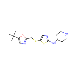 CC(C)(C)c1cnc(CSc2cnc(NC3CCNCC3)s2)o1 ZINC000040379028