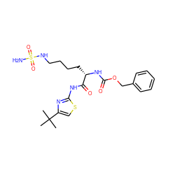 CC(C)(C)c1csc(NC(=O)[C@H](CCCCNS(N)(=O)=O)NC(=O)OCc2ccccc2)n1 ZINC000040917676