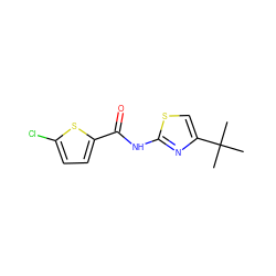 CC(C)(C)c1csc(NC(=O)c2ccc(Cl)s2)n1 ZINC000001056122