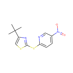 CC(C)(C)c1csc(Sc2ccc([N+](=O)[O-])cn2)n1 ZINC000000140538