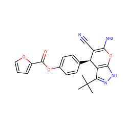 CC(C)(C)c1n[nH]c2c1[C@@H](c1ccc(OC(=O)c3ccco3)cc1)C(C#N)=C(N)O2 ZINC000004004494