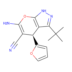 CC(C)(C)c1n[nH]c2c1[C@@H](c1ccco1)C(C#N)=C(N)O2 ZINC000004592531