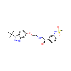 CC(C)(C)c1n[nH]c2cc(OCCNC[C@H](O)c3cccc(NS(C)(=O)=O)c3)ccc12 ZINC000473105952