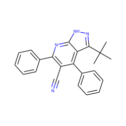 CC(C)(C)c1n[nH]c2nc(-c3ccccc3)c(C#N)c(-c3ccccc3)c12 ZINC001772616224