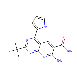 CC(C)(C)c1nc(-c2ccc[nH]2)c2cc(C(N)=O)c(N)nc2n1 ZINC000263620962