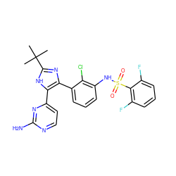 CC(C)(C)c1nc(-c2cccc(NS(=O)(=O)c3c(F)cccc3F)c2Cl)c(-c2ccnc(N)n2)[nH]1 ZINC000169230971