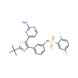 CC(C)(C)c1nc(-c2cccc(NS(=O)(=O)c3cc(F)ccc3F)c2)c(-c2ccnc(N)n2)s1 ZINC000095591924