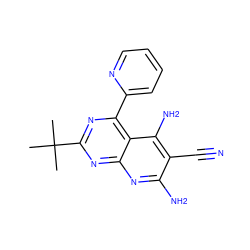 CC(C)(C)c1nc(-c2ccccn2)c2c(N)c(C#N)c(N)nc2n1 ZINC000473153692