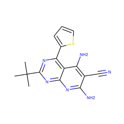 CC(C)(C)c1nc(-c2cccs2)c2c(N)c(C#N)c(N)nc2n1 ZINC000473154512