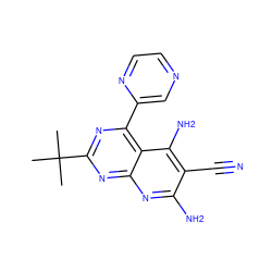 CC(C)(C)c1nc(-c2cnccn2)c2c(N)c(C#N)c(N)nc2n1 ZINC000473160639