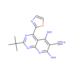 CC(C)(C)c1nc(-c2ncco2)c2c(N)c(C#N)c(N)nc2n1 ZINC000473158151