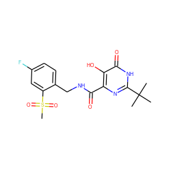 CC(C)(C)c1nc(C(=O)NCc2ccc(F)cc2S(C)(=O)=O)c(O)c(=O)[nH]1 ZINC000029047942