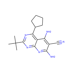 CC(C)(C)c1nc(C2CCCC2)c2c(N)c(C#N)c(N)nc2n1 ZINC000473154234