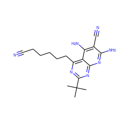 CC(C)(C)c1nc(CCCCCC#N)c2c(N)c(C#N)c(N)nc2n1 ZINC000473154285