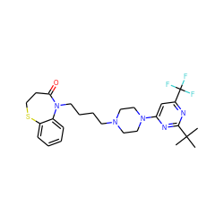 CC(C)(C)c1nc(N2CCN(CCCCN3C(=O)CCSc4ccccc43)CC2)cc(C(F)(F)F)n1 ZINC000028568303