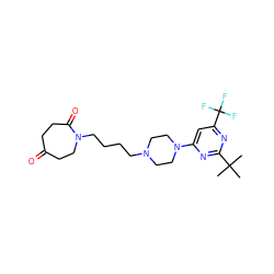 CC(C)(C)c1nc(N2CCN(CCCCN3CCC(=O)CCC3=O)CC2)cc(C(F)(F)F)n1 ZINC000028568190