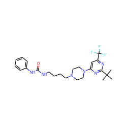 CC(C)(C)c1nc(N2CCN(CCCCNC(=O)Nc3ccccc3)CC2)cc(C(F)(F)F)n1 ZINC000036089336