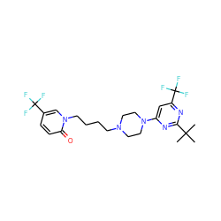 CC(C)(C)c1nc(N2CCN(CCCCn3cc(C(F)(F)F)ccc3=O)CC2)cc(C(F)(F)F)n1 ZINC000036089338