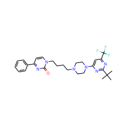 CC(C)(C)c1nc(N2CCN(CCCCn3ccc(-c4ccccc4)nc3=O)CC2)cc(C(F)(F)F)n1 ZINC000028566418