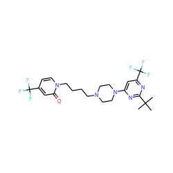 CC(C)(C)c1nc(N2CCN(CCCCn3ccc(C(F)(F)F)cc3=O)CC2)cc(C(F)(F)F)n1 ZINC000036089310