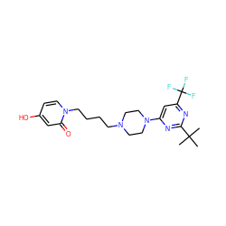 CC(C)(C)c1nc(N2CCN(CCCCn3ccc(O)cc3=O)CC2)cc(C(F)(F)F)n1 ZINC000028572198