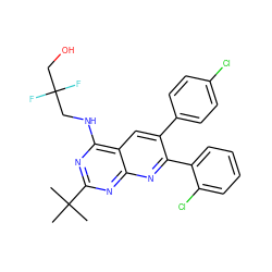 CC(C)(C)c1nc(NCC(F)(F)CO)c2cc(-c3ccc(Cl)cc3)c(-c3ccccc3Cl)nc2n1 ZINC000040395268