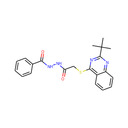 CC(C)(C)c1nc(SCC(=O)NNC(=O)c2ccccc2)c2ccccc2n1 ZINC000015935930