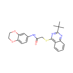 CC(C)(C)c1nc(SCC(=O)Nc2ccc3c(c2)OCCO3)c2ccccc2n1 ZINC000001342497