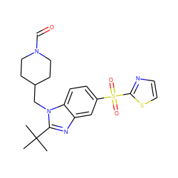 CC(C)(C)c1nc2cc(S(=O)(=O)c3nccs3)ccc2n1CC1CCN(C=O)CC1 ZINC000082154678