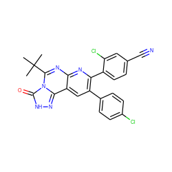 CC(C)(C)c1nc2nc(-c3ccc(C#N)cc3Cl)c(-c3ccc(Cl)cc3)cc2c2n[nH]c(=O)n12 ZINC000040877109