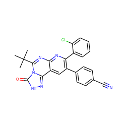 CC(C)(C)c1nc2nc(-c3ccccc3Cl)c(-c3ccc(C#N)cc3)cc2c2n[nH]c(=O)n12 ZINC000040394667