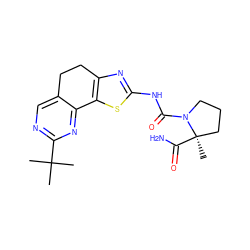 CC(C)(C)c1ncc2c(n1)-c1sc(NC(=O)N3CCC[C@@]3(C)C(N)=O)nc1CC2 ZINC000144908532