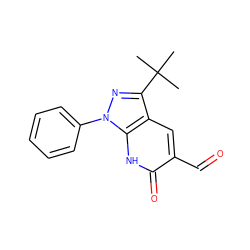 CC(C)(C)c1nn(-c2ccccc2)c2[nH]c(=O)c(C=O)cc12 ZINC000005624931