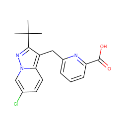 CC(C)(C)c1nn2cc(Cl)ccc2c1Cc1cccc(C(=O)O)n1 ZINC000203415733