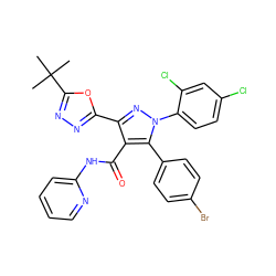 CC(C)(C)c1nnc(-c2nn(-c3ccc(Cl)cc3Cl)c(-c3ccc(Br)cc3)c2C(=O)Nc2ccccn2)o1 ZINC000042852602