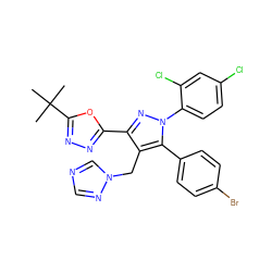 CC(C)(C)c1nnc(-c2nn(-c3ccc(Cl)cc3Cl)c(-c3ccc(Br)cc3)c2Cn2cncn2)o1 ZINC000049877450